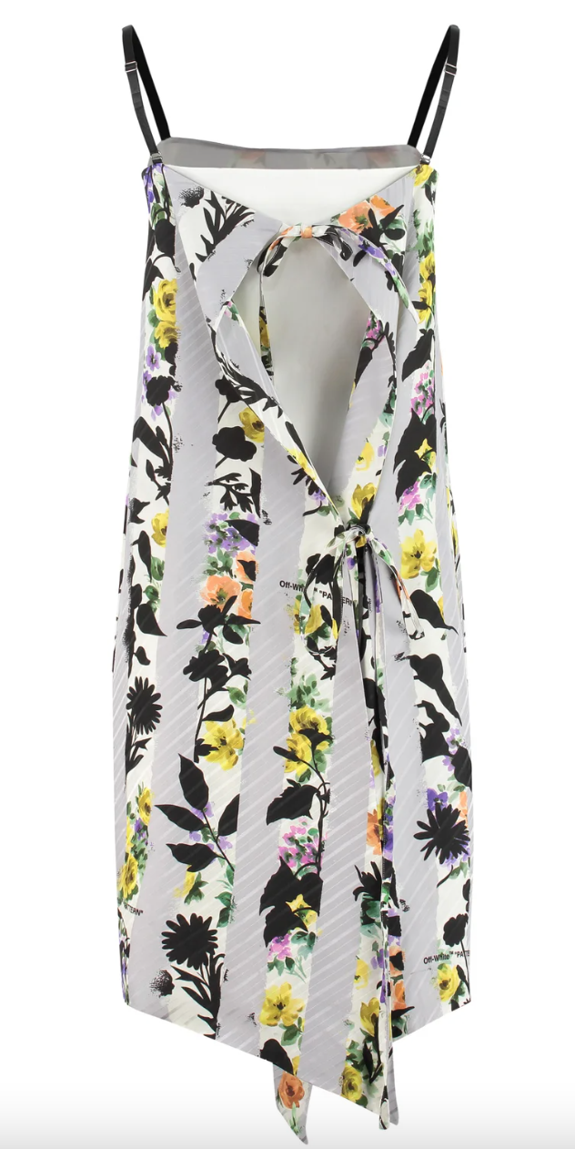 Off-White Striped Floral Printed Dress
