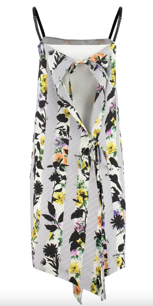 Off-White Striped Floral Printed Dress