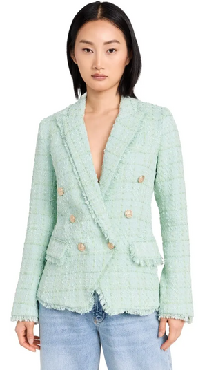 L'Agence Kenzie Fringe Blazer in Seafoam