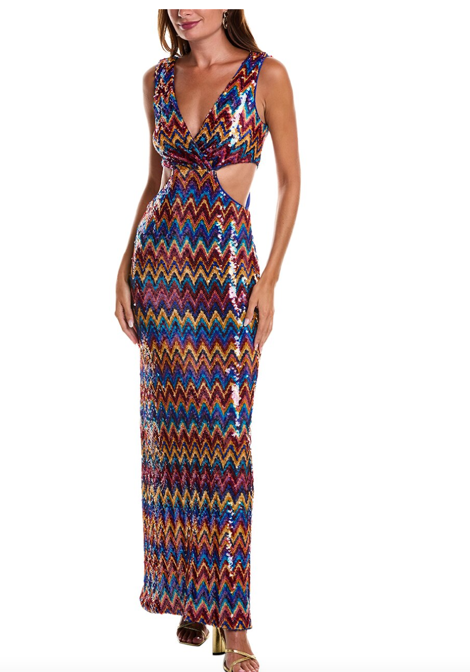 Ramy Brook Teah Sequin Cut Out Gown