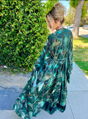 Green silk Parker Multi-Wear Duster