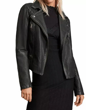 All Saints Cargo Quilted Leather Biker Jacket