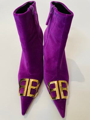 Balenciaga BB Velvet Ankle Boots