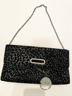 Christian Louboutin Velvet Leopard Glitter Chain Bag