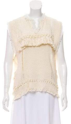 Isabel Marant Oceanic Fringes Tacey Top In Ecru Size 34