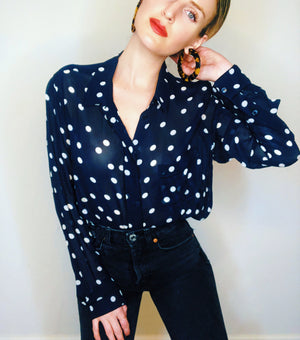 Ganni Sheer Polka Dot Blouse Size 40