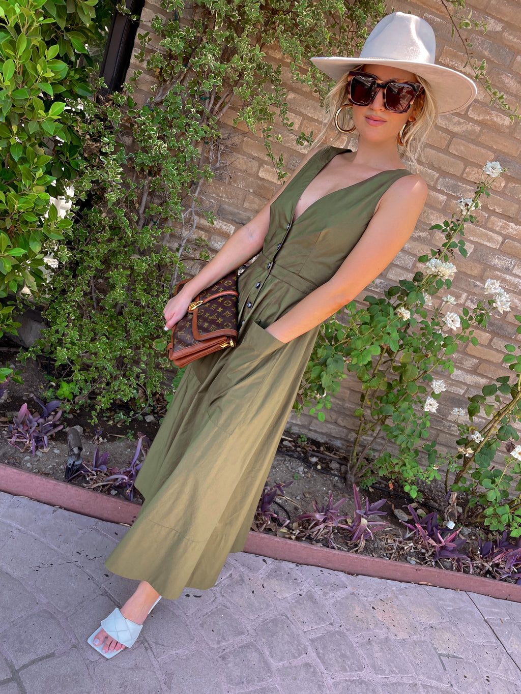 Saloni Zoey Military Green Dress