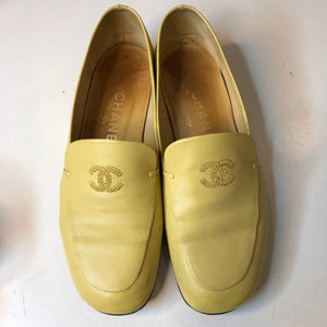 Chanel Vintage Interlocking CC Leather Loafers Size 36.5