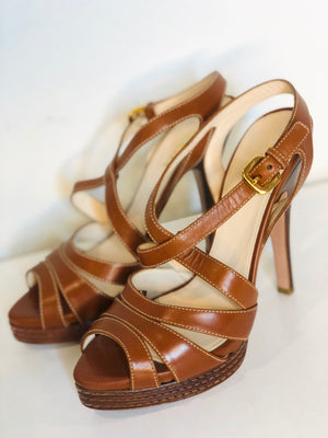 Prada Strappy Brown Leather Sandals