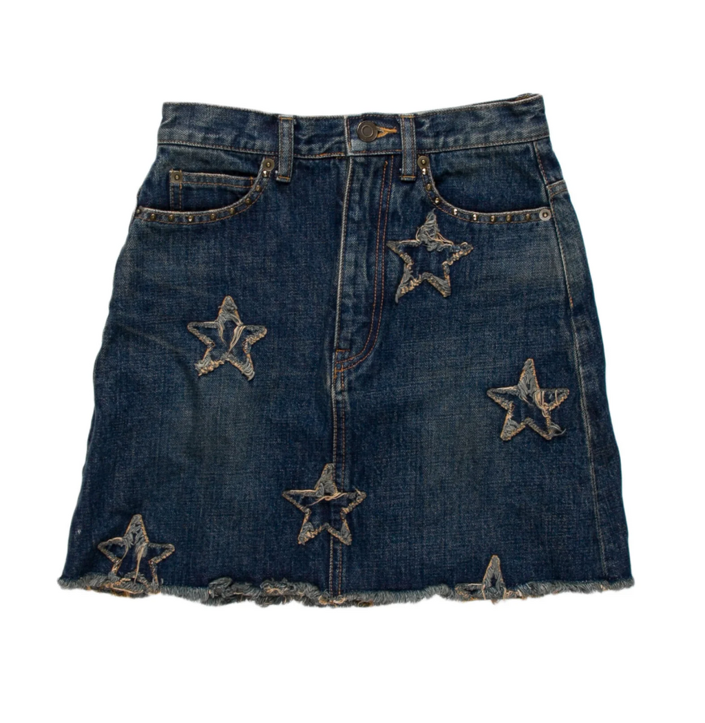 Saint Laurent Star 2015 Denim Mini Skirt