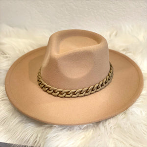 PIVOT Wool Chain Wide Brim Hat in Latte