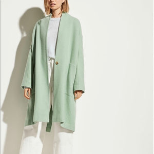 Vince Collarless Stretch Wool Coat